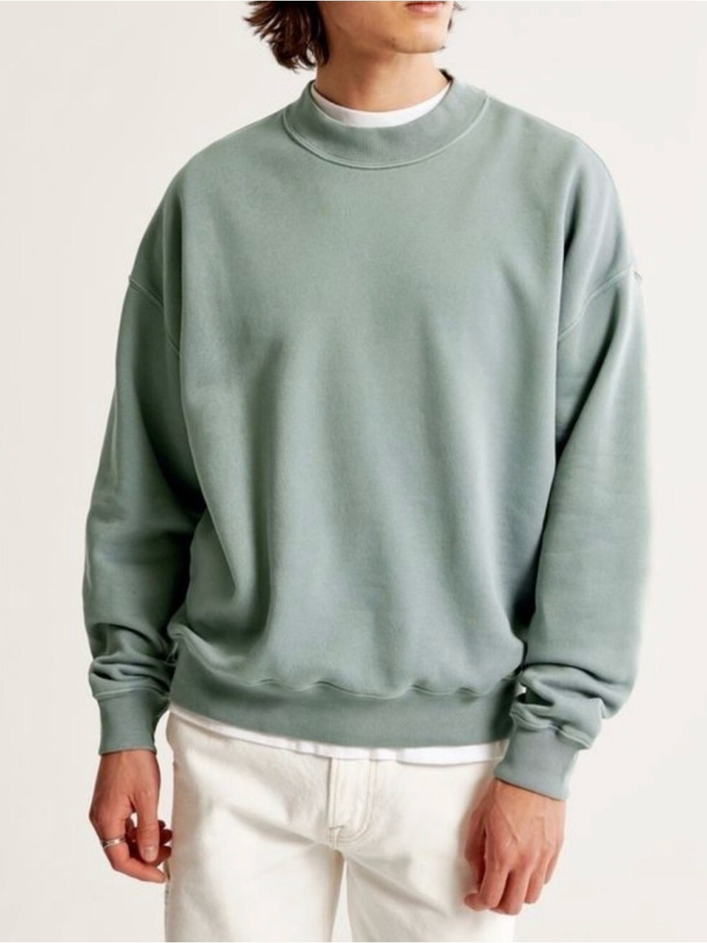 Abercrombie & Fitch Soft A&F Essentials Oversized Crew Sweatshirt Green  S